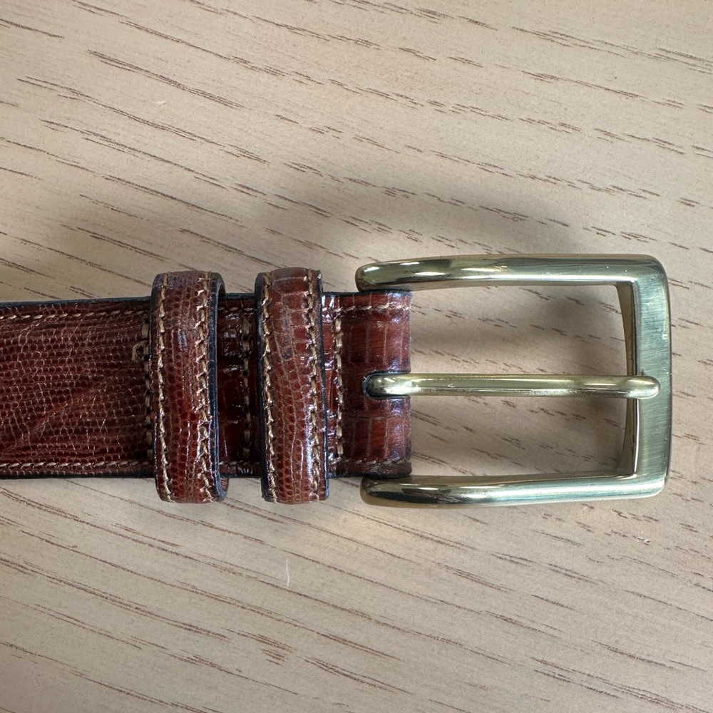 Brooks Brothers Men’s Brown Leather Belt With Solid Brass Buckle Size 38 0316 - Picture 2 of 8
